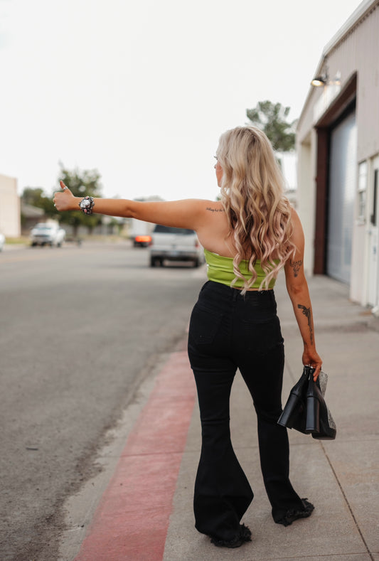 Lasso Black Denim Bell Bottoms