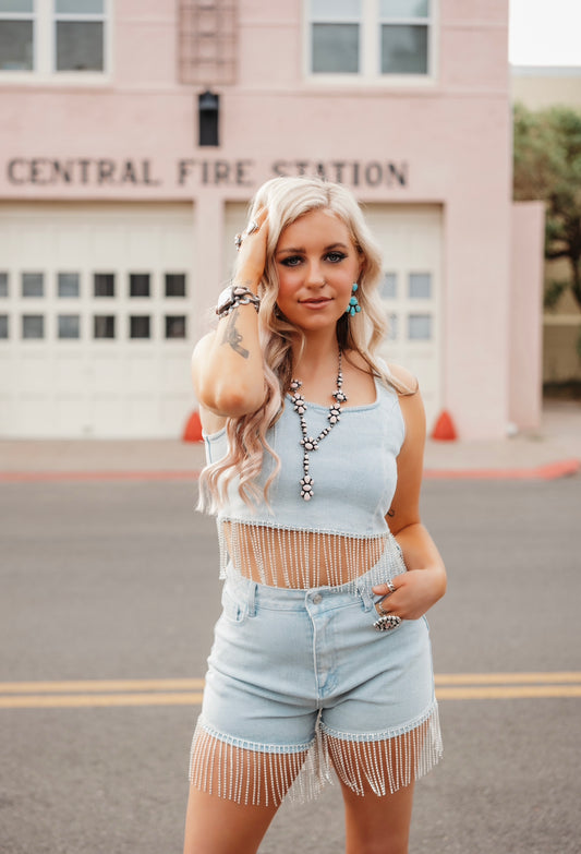 Rhinestone Cowgirl Denim Set