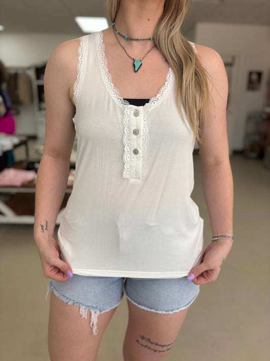 White Lace Racerback Tank