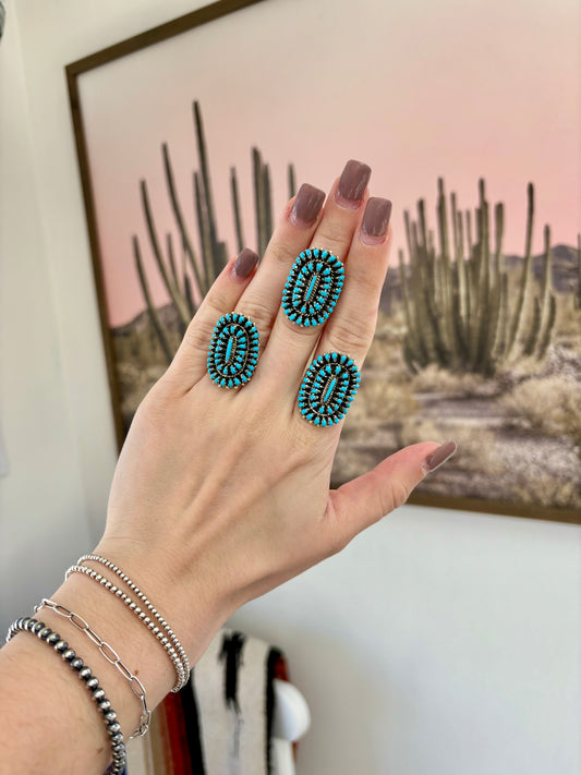 Authentic Turquoise Zuni Adjustable Ring
