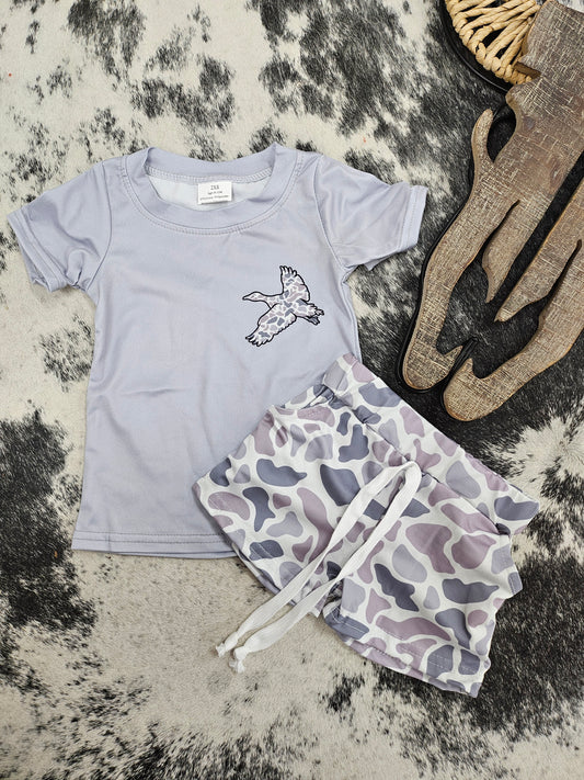 Kid's Camo Duck Tee & Shorts Set
