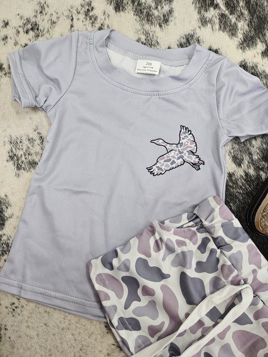 Kid's Camo Duck Tee & Shorts Set