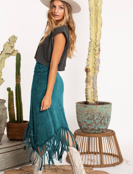 All Good Things Turquoise Fringe Skirt