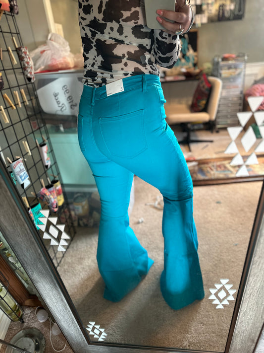 Turquoise Bandit Bell Bottoms