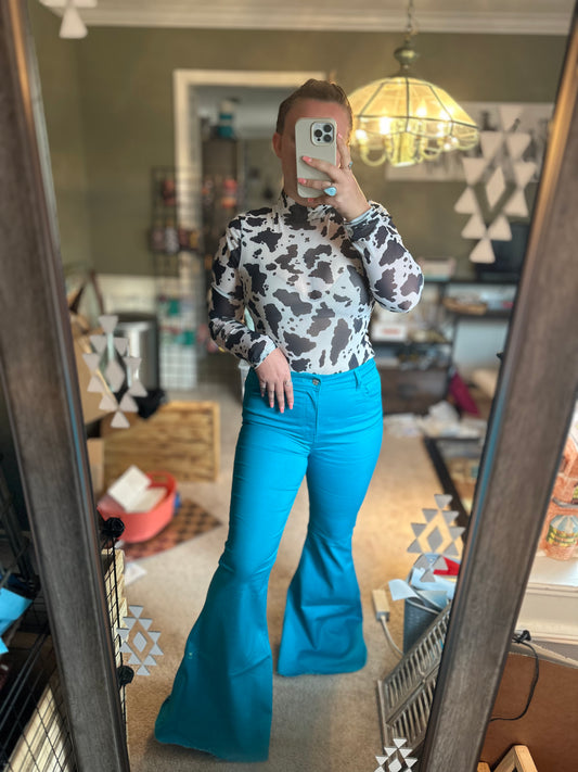 Turquoise Bandit Bell Bottoms